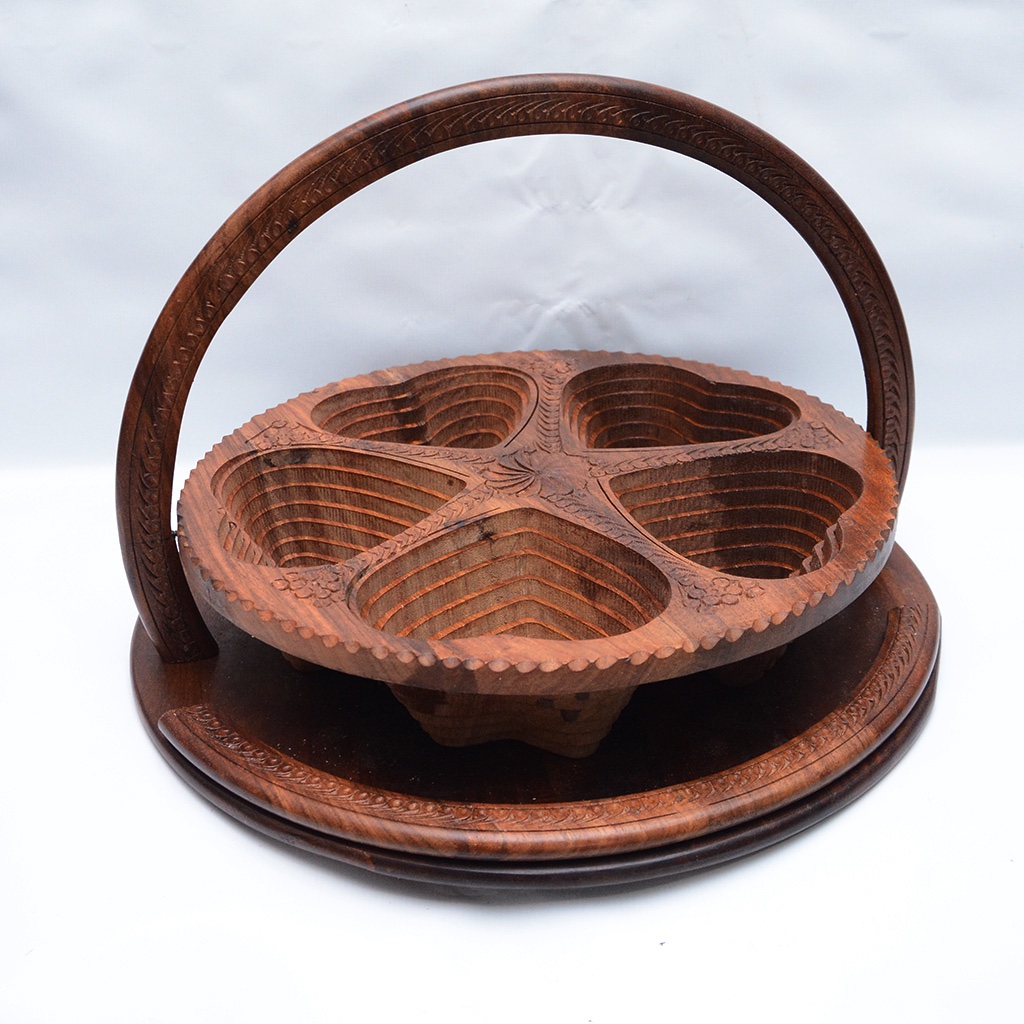 Handcrafted Wooden Collapsible Basket IMG # 12182