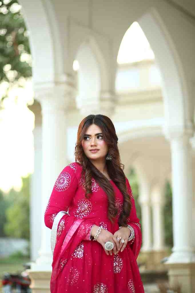 Floral Mukaish Short Frock  IMG # 1