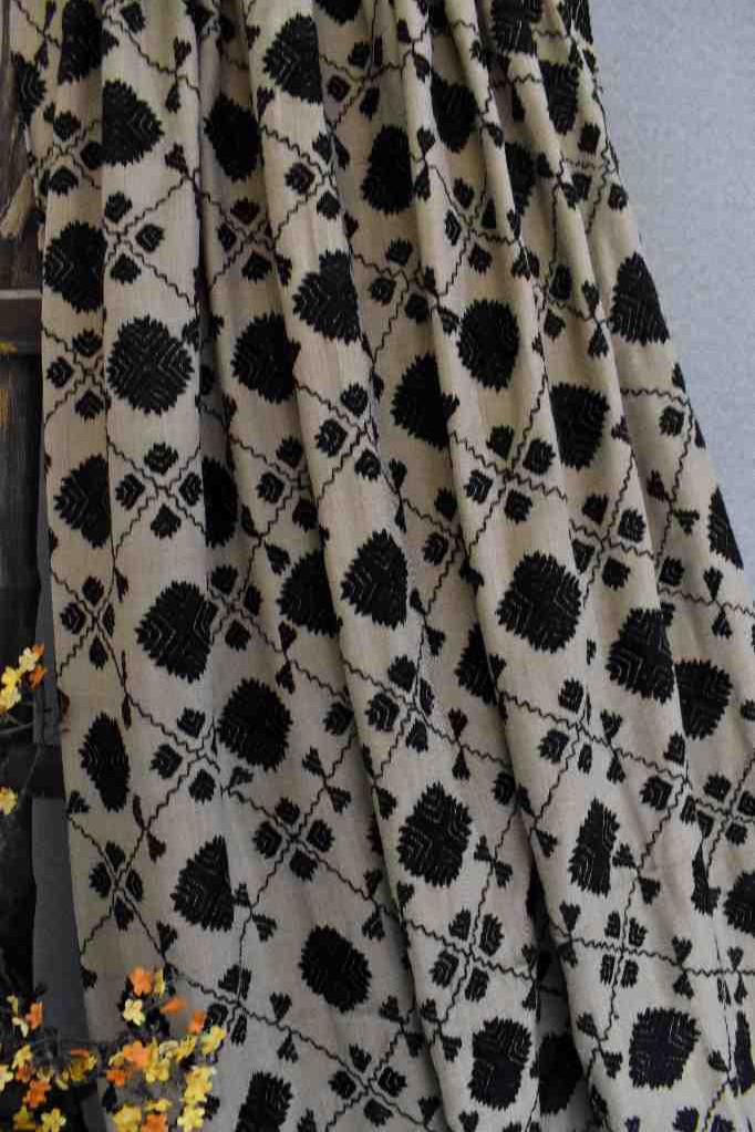Black and Beige Phulkari Shawl IMG # 1