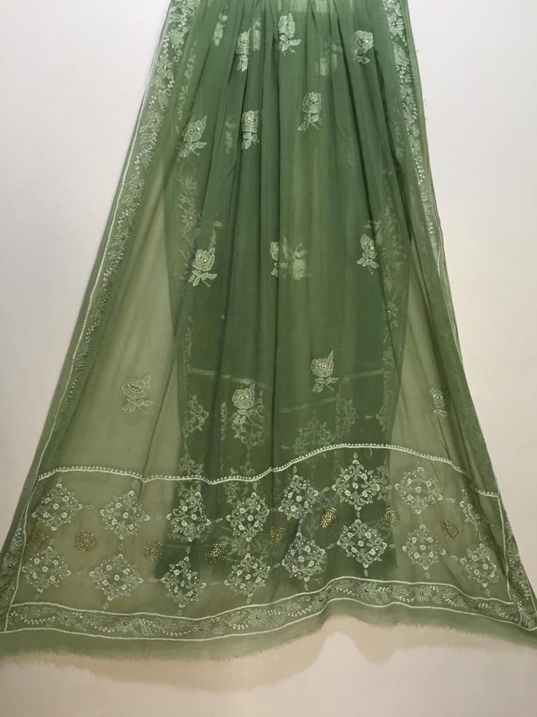Sea Green Velvet Shawl With Gotta Work (copy)