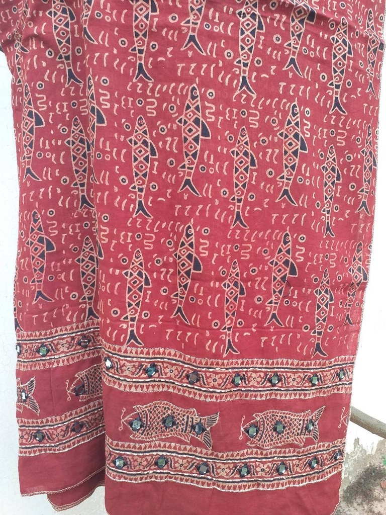 Ajrak shawls with mirror work IMG # 1