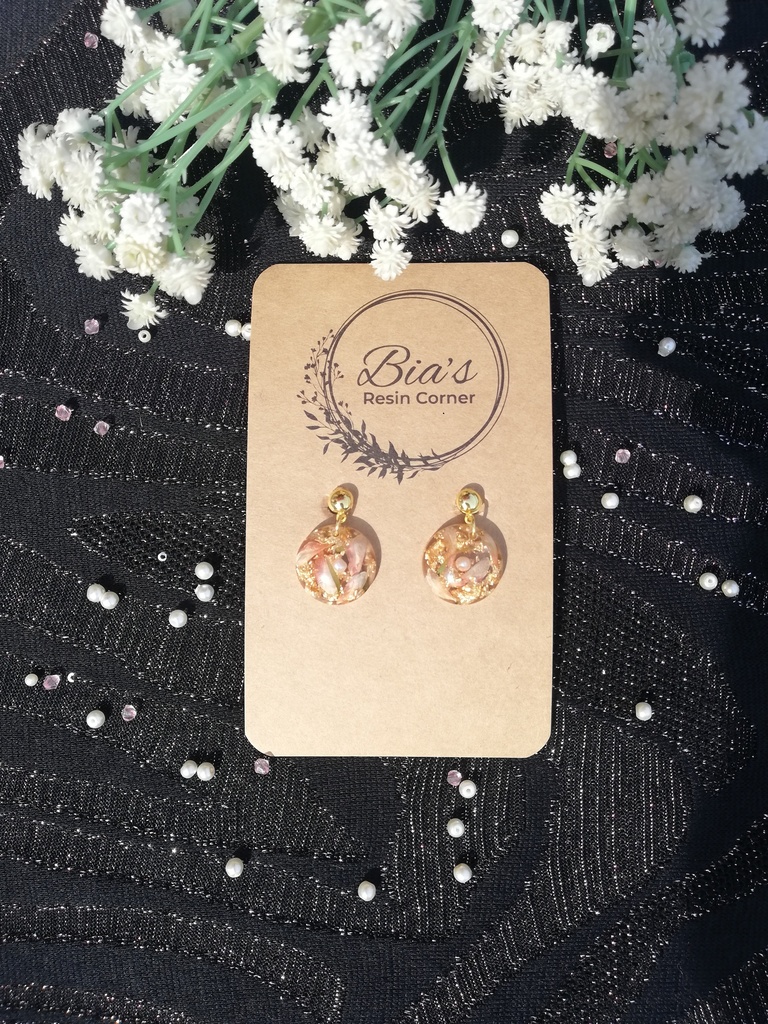 Peach Floral Stud Earrings