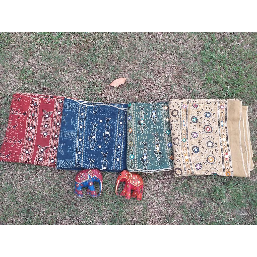 Ajrak shawls with mirror work