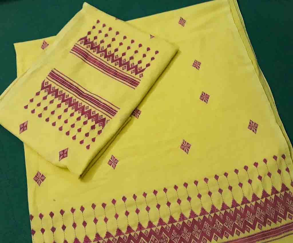 Unstitched 3pc Phulkari Suit