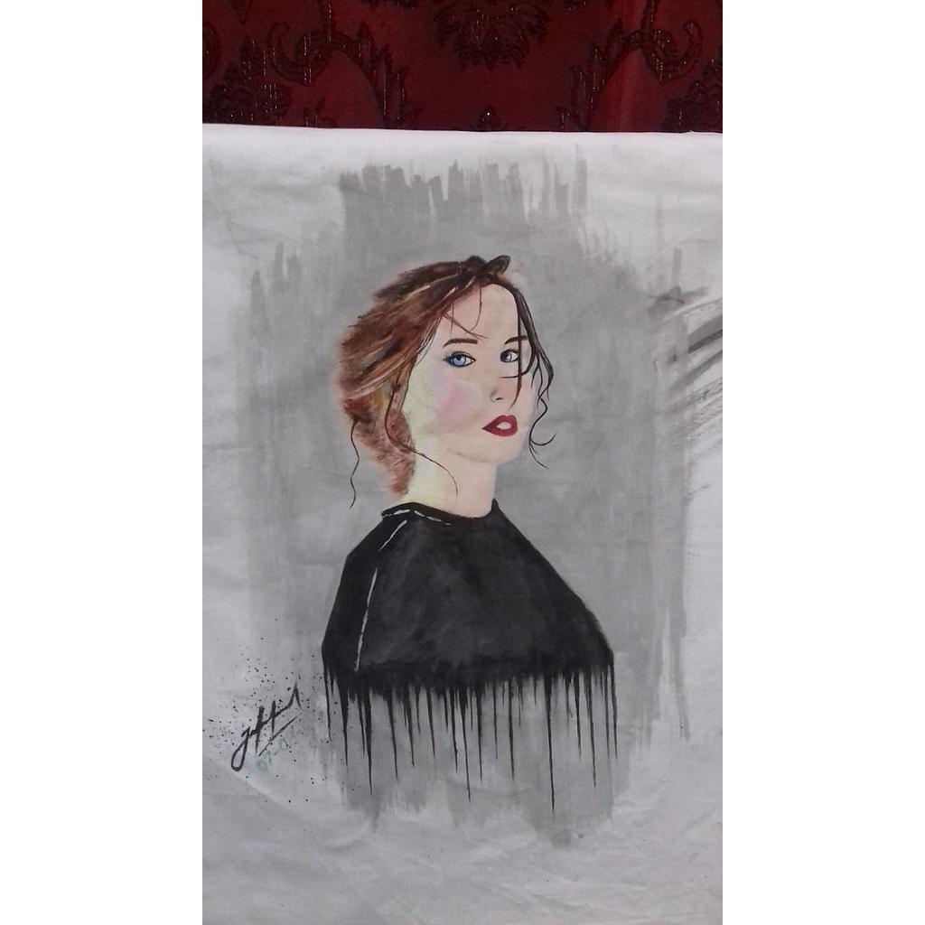 Handmade painting of white lady