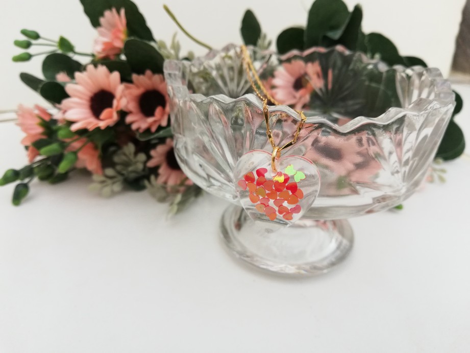 Clear Resin Heart Pendant