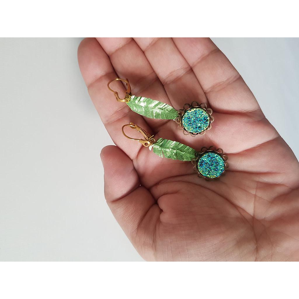 Leafy Cabochon Earrings ce3