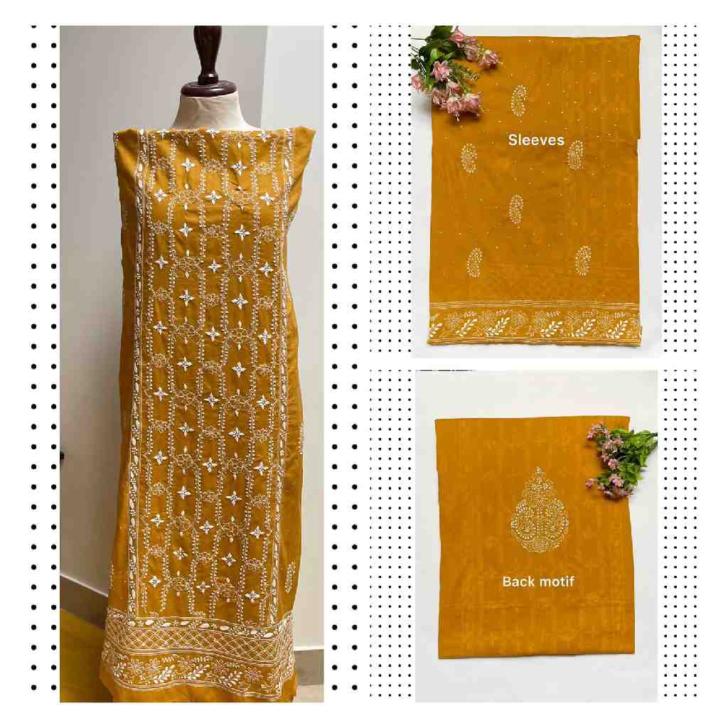 Hand Embroidered Shirt with Chikankari and Mukesh Work