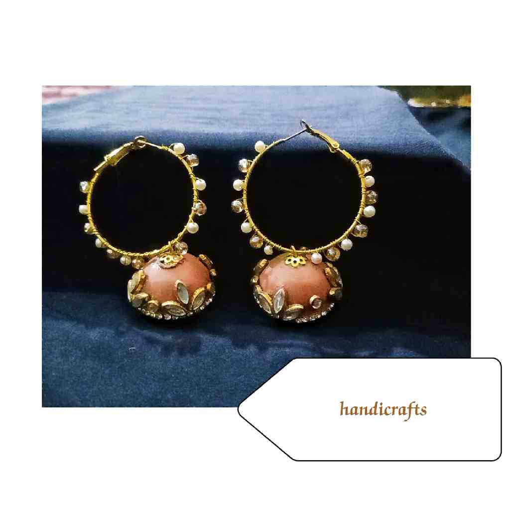 Handmade Hoops with Beautiful Pearls and Kundan