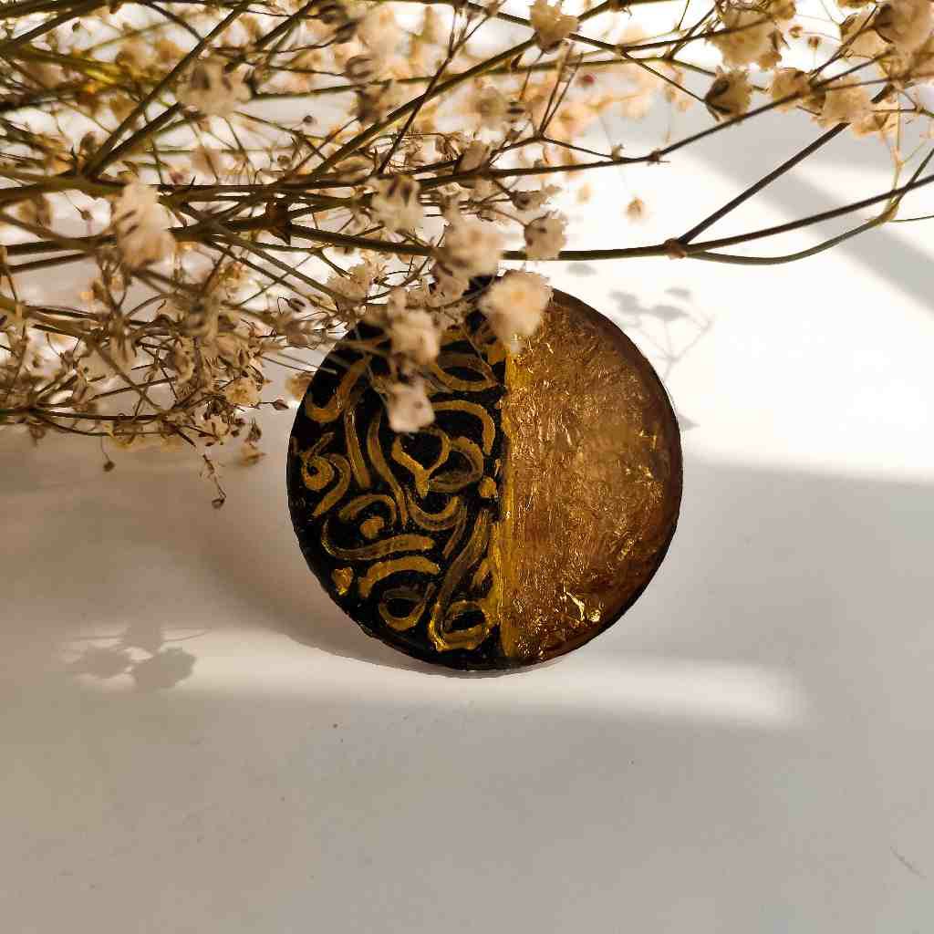Gold Leafed Calligraphy Ring