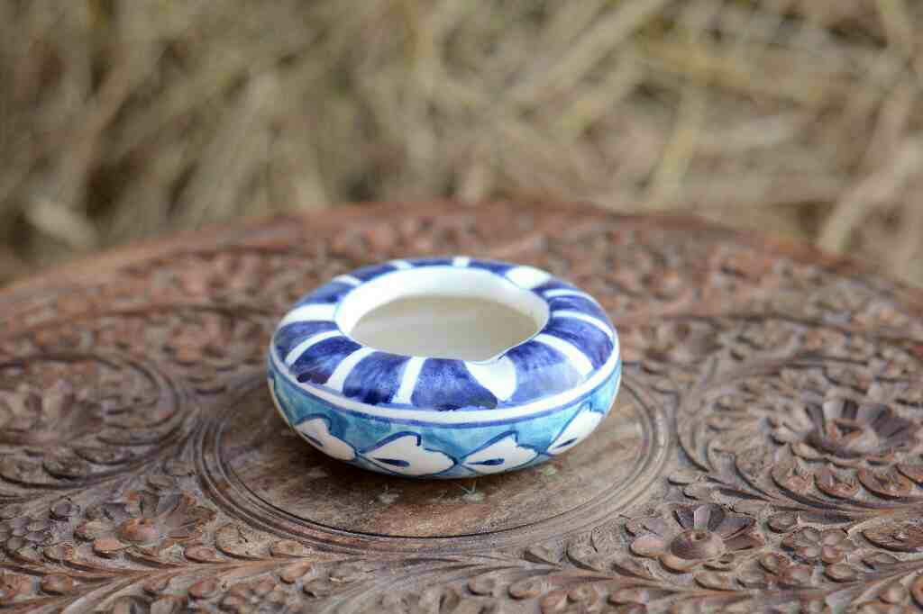 Blue Pottery Round Shaped Ashtray