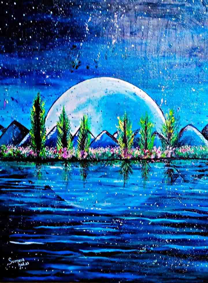A moonlit night.