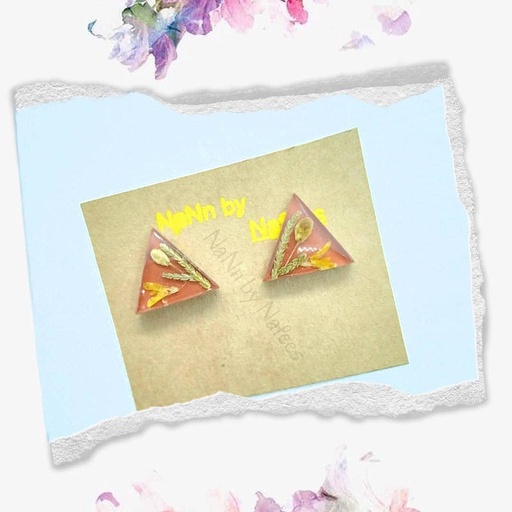 [PK3239-JW-EAR-010802] Real Dry Flowers Glass Finish Jewelry