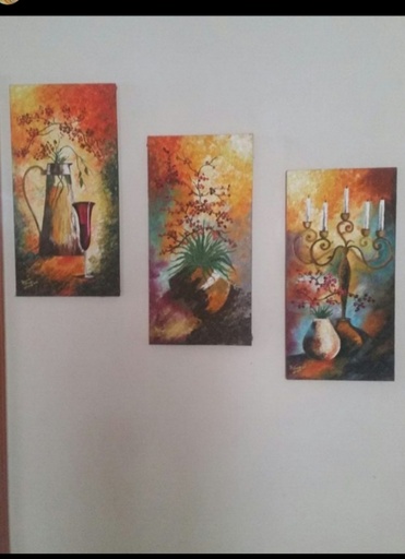 [PK3208-AR-OIL-013474] Set of three knife painting.