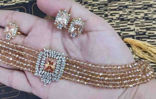 [PK3229-JW-NCK-016234] Champagne Zircon Choker