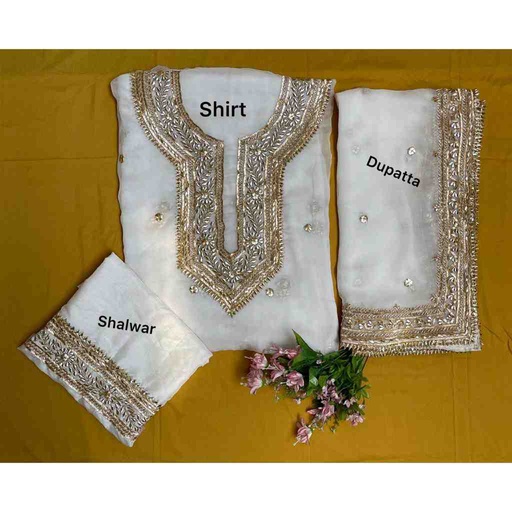 [PK2242-CW-UNS-016821] Embroidered 3-Piece Suit with Gotta Work
