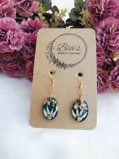 [PK4119-JW-EAR-017421] Deep Sea-blue Dried Flower Eardrops