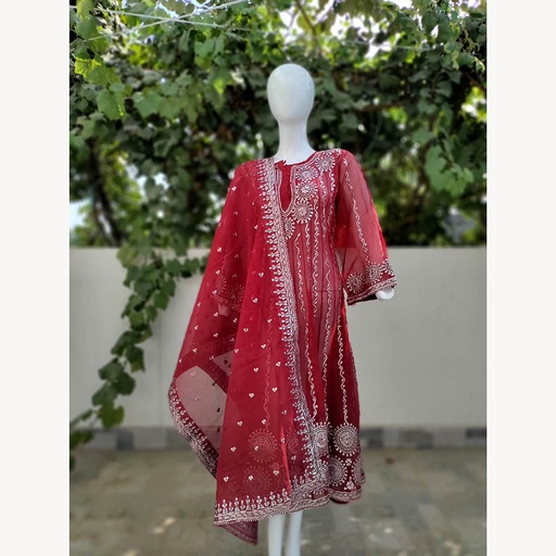 [PK6788-CW-UNS-019792] 2-Piece Frock Dupatta Set