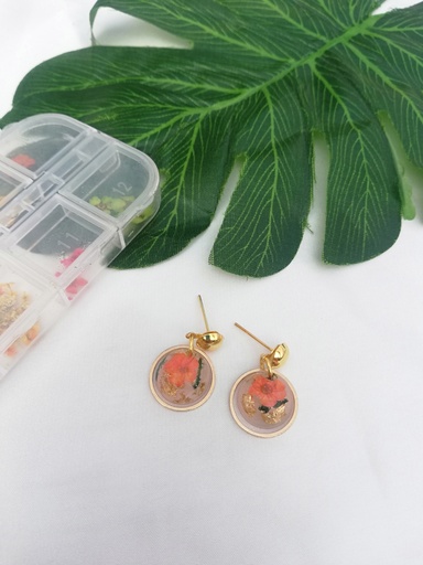 [PK4119-JW-EAR-023460] Floral Hoop Earrings
