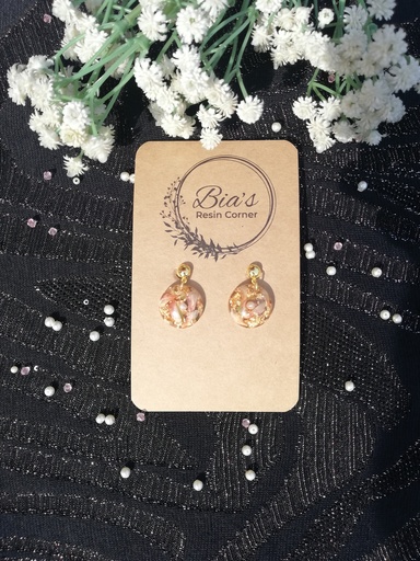 [PK4119-JW-EAR-023477] Peach Floral Stud Earrings