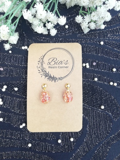 [PK4119-JW-EAR-023478] Red Floral Stud Earrings