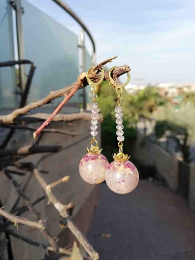 [PK4119-JW-EAR-027552] Pinkish white Round Dangles 