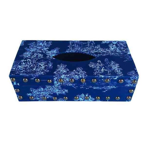 [PK8389-HM-BED-028438] Toile Deep Blue Tissue Box