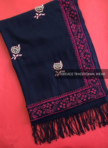 [PK2242-CW-SCF-007388] Blue Pure Pashmina Stole