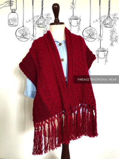 [PK2242-CW-SCF-007399] Maroon Woollen Shawl