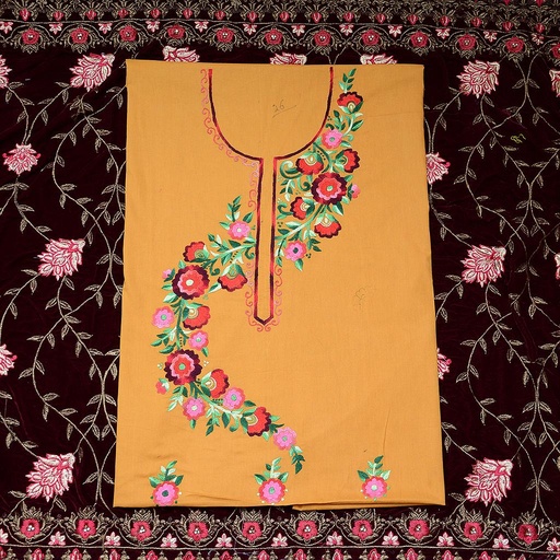 [PK1577-GN-GEN-008061] Ladies hand embroidered shirt piece