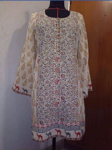 [PK2444-CW-UNS-008302] Block Printed unstitched shirt